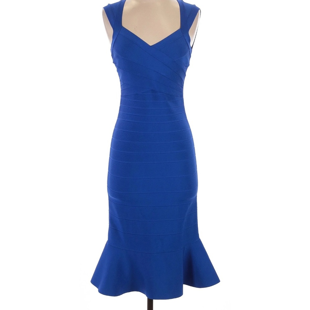 Herve Leger Royal Blue Sleeveless Midi Dress